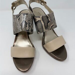Anne Klein Beige and Snake Print Sandals